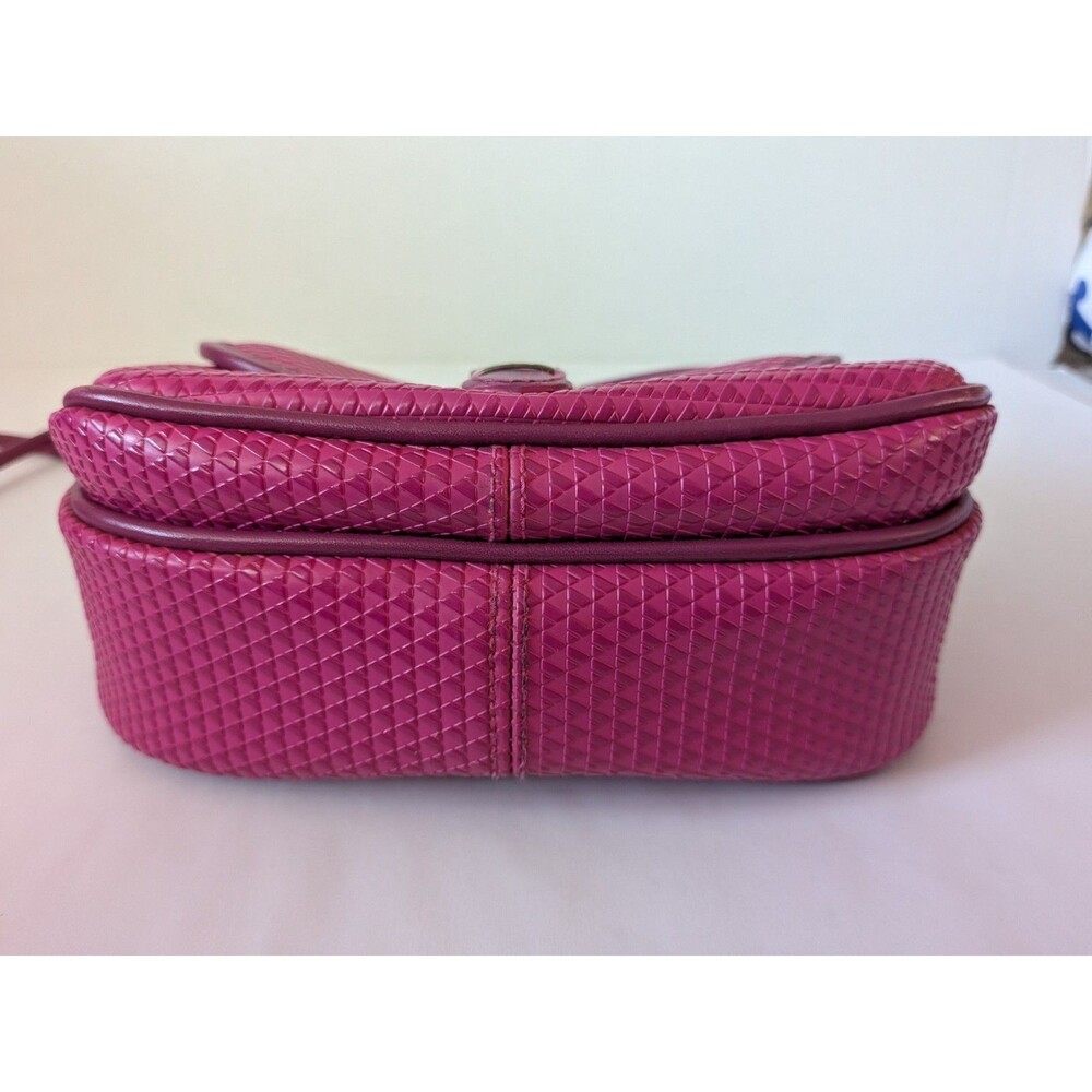 Vintage 1980's Liz Claiborne Fuchsia Pink Geometric Textured Crossbody Bag 1983 - Picture 9 of 14